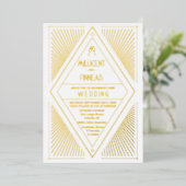 実在箔アールデコ幾何カイト結婚形状 箔招待状 (立ち正面)