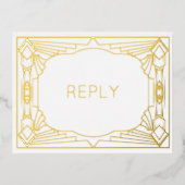 実在箔アールデコ幾何金箔ミールRSVP 箔招待状ポストカード (正面)