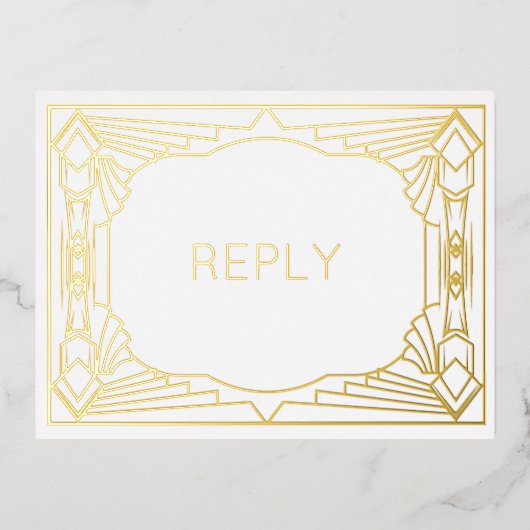 実在箔アールデコ幾何金箔ミールRSVP 箔招待状ポストカード (正面)