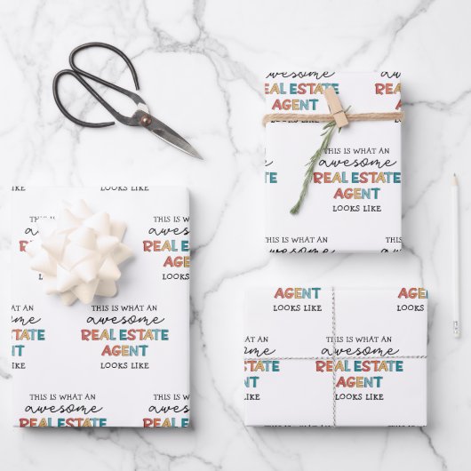 実在素晴らし代理おもしろい不動産仲介業者 ラッピングペーパーシート (正面)