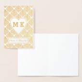 実在素晴らし金ゴールドギャツビーアールデコハートモノグラム 箔カード (ディスプレー)