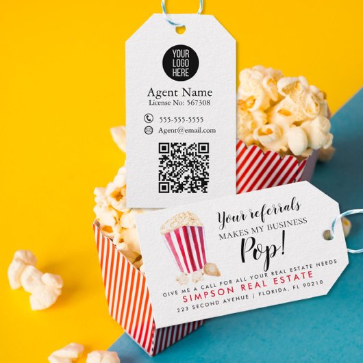 実在紹介で用が立つポップ・アートの ギフトタグ