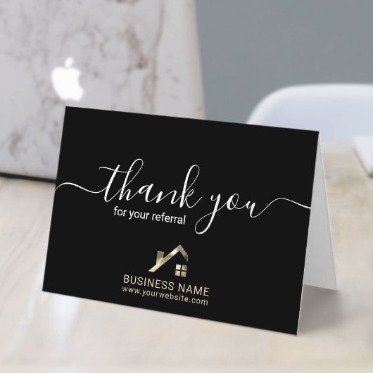 実在紹介ブラックの感謝していエステート不動産仲介業者 サンキューカード