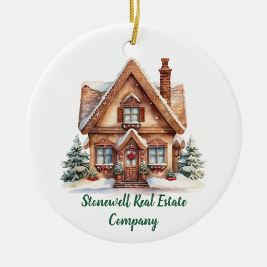 実在財のパーソナライズされたクリスマス セラミックオーナメント (正面)