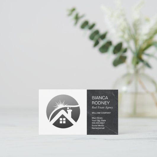 実在財のロモダンゴ |黒い大理石 名刺 (スタンド正面)