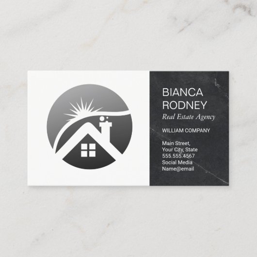 実在財のロモダンゴ |黒い大理石 名刺 (正面)