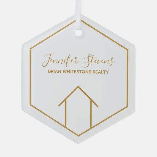 実在財エレガントパーソナライズされた不動産仲介業者 ガラスオーナメント (正面)
