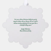 実在財団事業のクリスマスパーソナライズされた オーナメントカード (裏面)