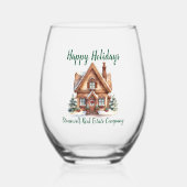 実在財団事業のクリスマスパーソナライズされた ステムなしワイングラス (正面)