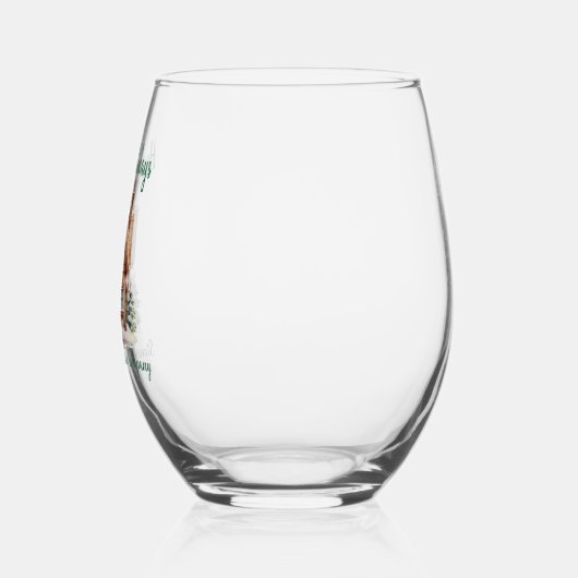 実在財団事業のクリスマスパーソナライズされた ステムなしワイングラス (左)