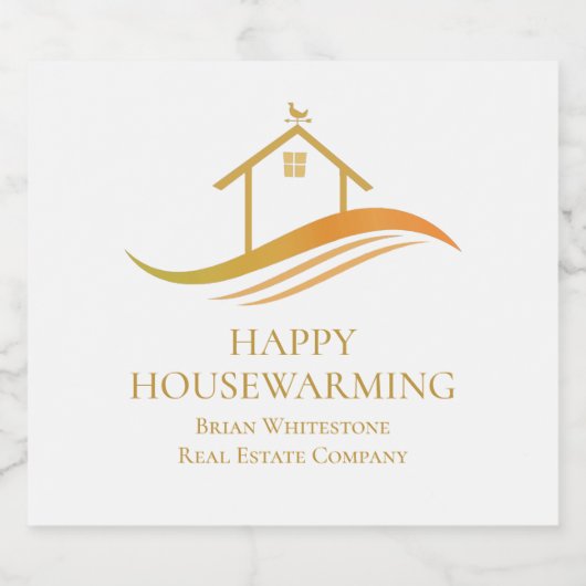 実在財団企業金ゴールドハッピー引っ越し祝いパーティー スパークリングワインラベル (シングルラベル)