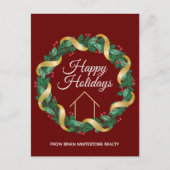 実在財団会社クリスマスエレガントカスタムレッド シーズンポストカード (正面)