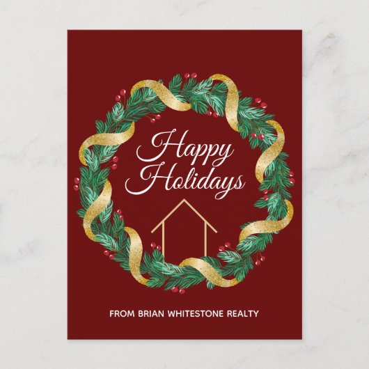 実在財団会社クリスマスエレガントカスタムレッド シーズンポストカード (正面)