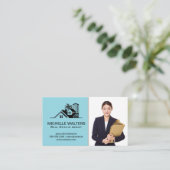 実在財団女性 | 金ゴールド金属縁ど 名刺 (スタンド正面)