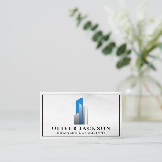 実在財産のモダンロゴ 名刺 (スタンド正面)