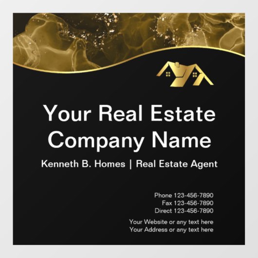 実在財産建築。黒金ゴールド ウィンドウサイン (シート)