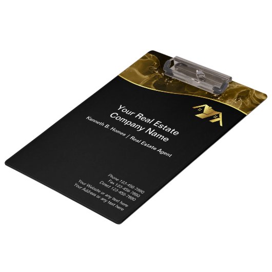 実在財産建築。黒金ゴールド クリップボード (アングル)