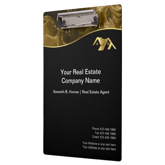 実在財産建築。黒金ゴールド クリップボード (左)