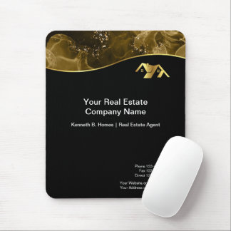 実在財産建築。黒金ゴールド マウスパッド