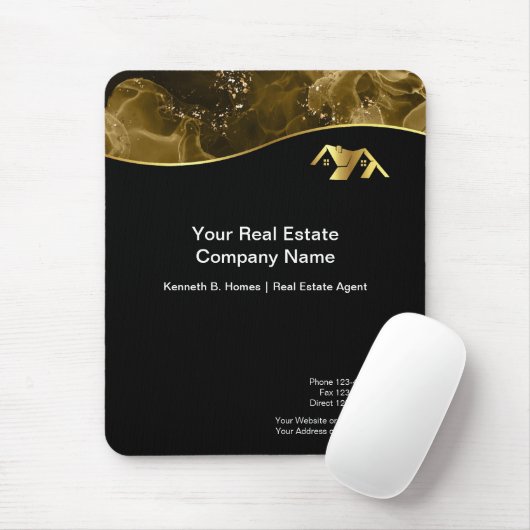実在財産建築。黒金ゴールド マウスパッド (マウス)