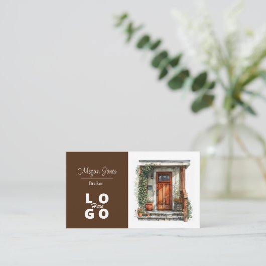実在財産、不動産仲介業者、ブローカーの名刺 名刺 (スタンド正面)