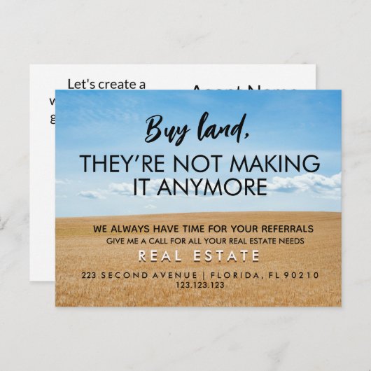 実在買の土地はもう作っていない 案内ポストカード (正面/裏面)