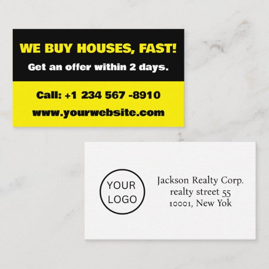 実在資産投資家ビジネスカード – 私たち買の家屋 名刺 (正面/裏面)