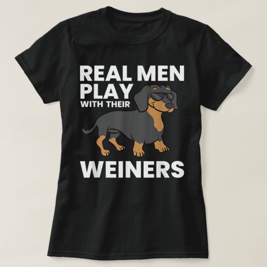 実在遊人のウィーナーおもしろいDachshund T Tシャツ (デザイン正面)