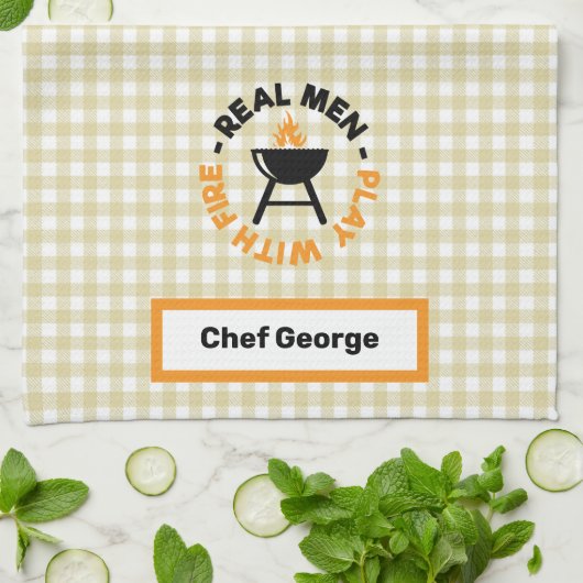 実在遊火のバーベキュー キッチンタオル (折り畳み)