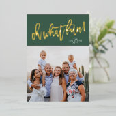 実在金ゴールドオー何おもしろいクリスマスフォト 箔シーズンカード (立ち正面)