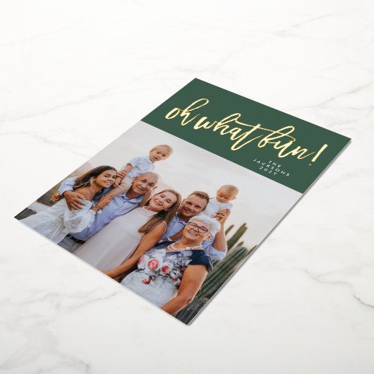 実在金ゴールドオー何おもしろいクリスマスフォト 箔シーズンカード (回転した状態)