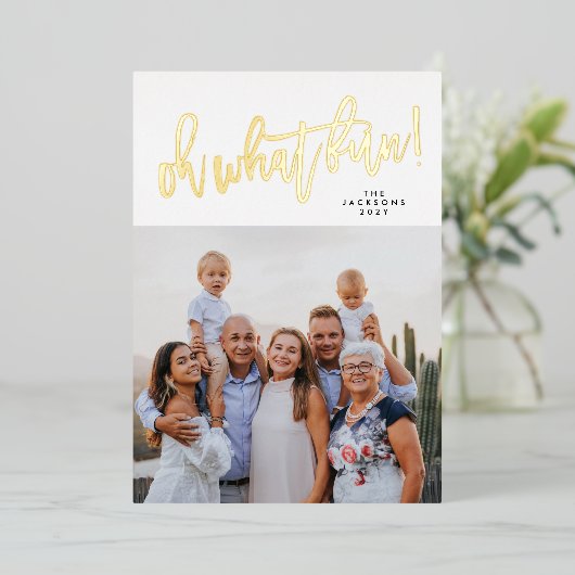 実在金ゴールドオー何おもしろいクリスマスフォト 箔シーズンカード (立ち正面)