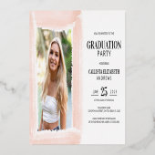 実在金ゴールドピンク水彩写真卒業箔 箔招待状 (裏面)