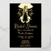 実在金ゴールドブライダルシャワー 箔招待状 (正面)