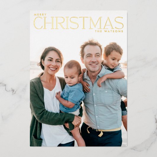 実在金ゴールドメリーのクリスマス写真 箔シーズンカード (正面)