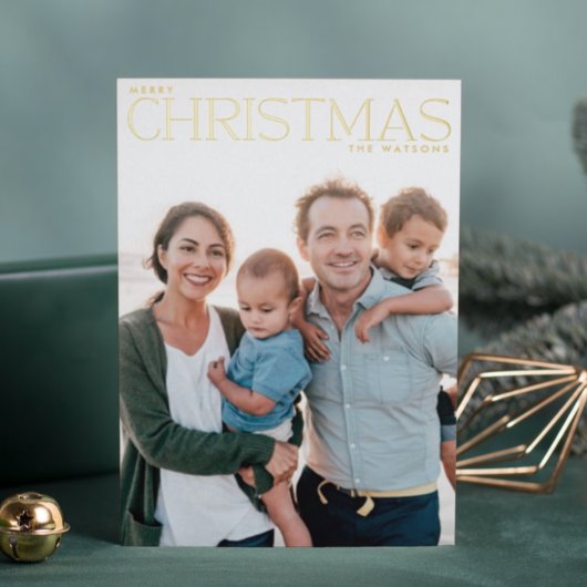 実在金ゴールドメリーのクリスマス写真 箔シーズンカード