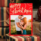 実在金ゴールドメリークリスマスの手紙の渦巻き写真 箔シーズンカード