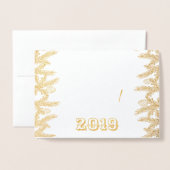 実在金ゴールドメリークリスマス&ハッピーニューイヤー 箔カード (封筒付き正面)