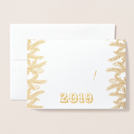 実在金ゴールドメリークリスマス&ハッピーニューイヤー 箔カード (封筒付き正面)