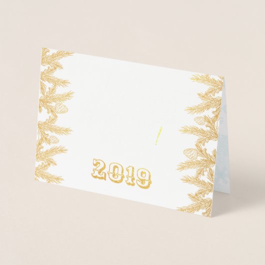 実在金ゴールドメリークリスマス&ハッピーニューイヤー 箔カード (正面)