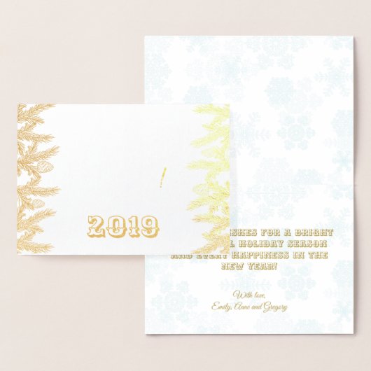 実在金ゴールドメリークリスマス&ハッピーニューイヤー 箔カード (ディスプレー)