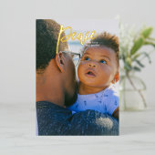 実在金ゴールドレタリング平和クリスマス写真 箔シーズンカード (立ち正面)