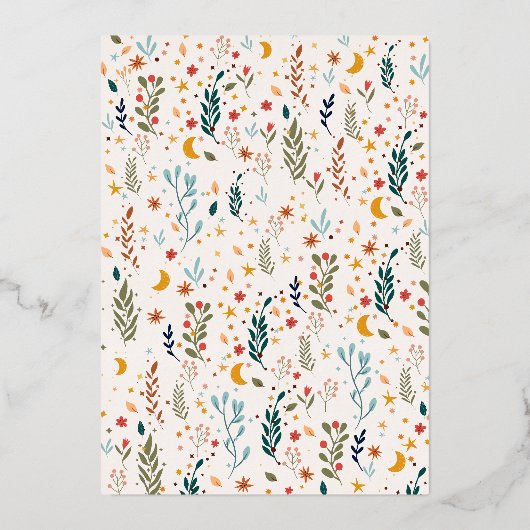 実在金ゴールドヴィンテージ神秘的フローラモノグラム結婚の 箔招待状 (裏面)