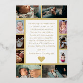 実在金ゴールド写真コラージュHelloベビー発表 箔招待状 (裏面)