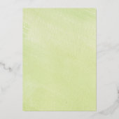 実在金ゴールド箔アンパサンドとピンクのバラ結婚ズグリーン 箔招待状 (裏面)