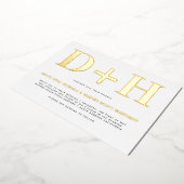 実在金ゴールド箔イニシャルはっきりした結婚タイポグラフィ 箔招待状 (回転した状態)