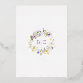 実在金ゴールド紫フローラエレガントモノグラム結婚ズ 箔招待状 (裏面)