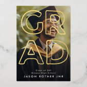 実在金ゴールド線ホローコンテンポラリード 箔招待状 (正面)