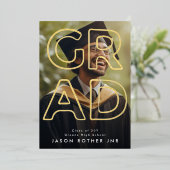 実在金ゴールド線ホローコンテンポラリード 箔招待状 (立ち正面)