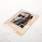 実在金ゴールド赤面ピンク幾何写真卒業 箔招待状 (回転した状態)